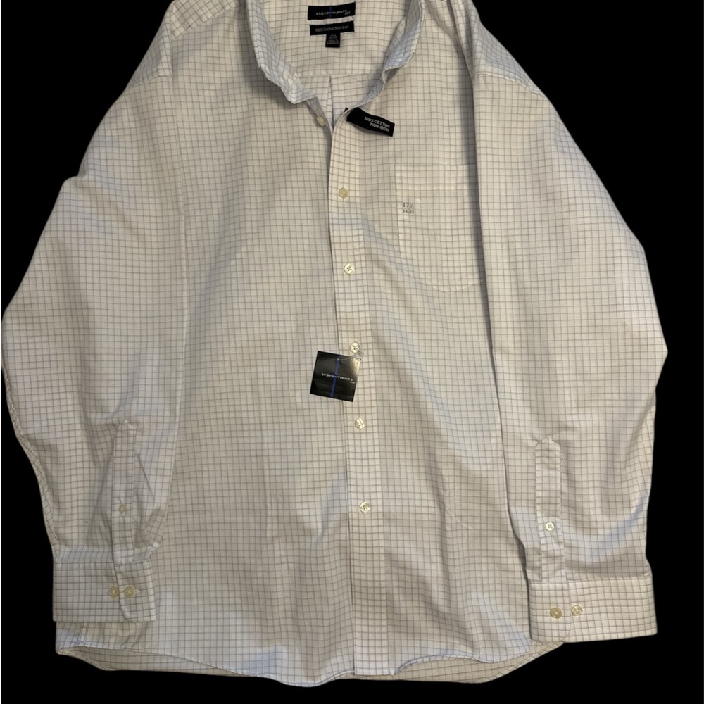 Men's White Checkered Button-Down Shirt - Picture 4 of 4